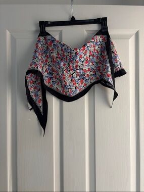 Lauren Ralph Lauren Black-Edged Floral Diamond 100% Silk Scarf